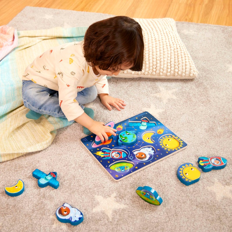 B. toys- Peek & Explore - Outer Space- Chunky Puzzle - Puzzle for Toddlers, Kids - Space Puzzle - Planets, Astronauts, Spaceships - 2 Years + - Image 2